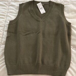 Brandy Melville Olive V-Neck Sweater Vest